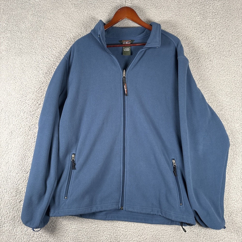 L.L. Bean Jacket Mens XLT Blue Fleece Windbreaker Full Zip Pockets Casual